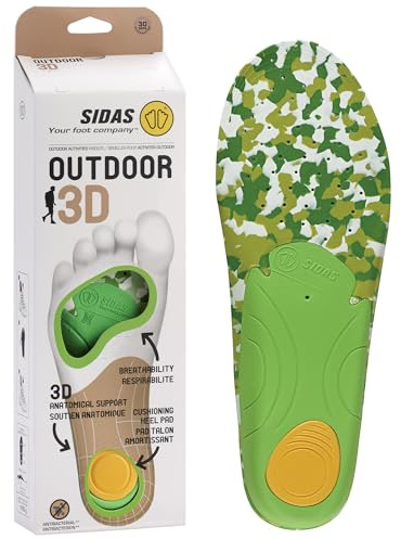 Sidas 3D Einlegesohlen für Wandern & Aktivitäten im Freien, Unisex, Erwachsene, Grün, 44-45