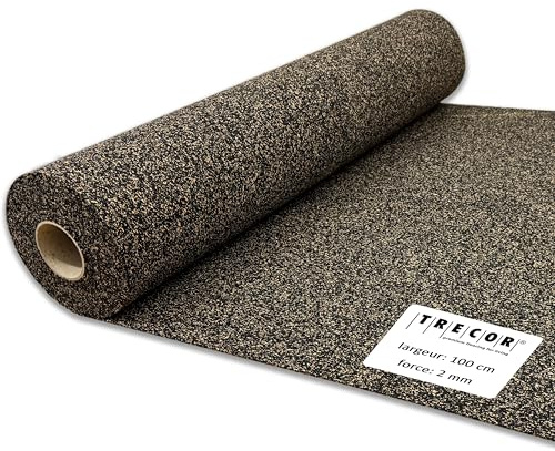TRECOR® Rubber Cork Underlay [5 m²], Impact Sound Insulation up to 19 dBA, Extremely Resilient, Sound Insulation as Laminate -/parquet -/Vinyl Underlay, top Sound Insulation (2 mm Thickness, 5 m²)