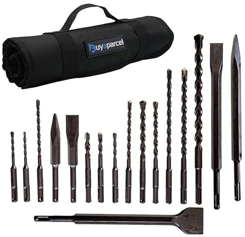 17 Piece SDS Plus Drill Bit Set Bullet Cold Flat Chisel Set Tool Roll Fit Makita