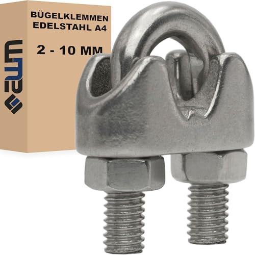 Edelstahl Drahtseilklemmen Bügelklemmen Seilklemmen V4A AISI 316 Drahtseil Bügelform (4mm - 10 Stück)
