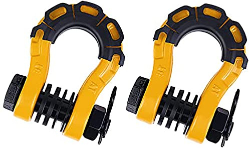COYOUCO Schäkel D Ring Schäkel (2 Pack) 70.000 Ibs (32T) Bruchfestigkeit Mit Crew Pin Und Shackle Isolator & Washers Kit Für Abschleppgurtwinde Off Road Vehicle Recovery,Gelb