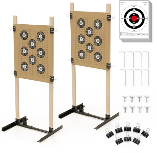 KNINE OUTDOORS Zielscheiben-Ständer für den Außenbereich, langlebiger Papier-Zielhalter mit Stabiler, Verstellbarer Basis für Papierschießziele, Karton-Silhouette, H-Form, IDPA Praxis, 2 Stück