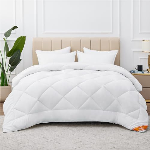 Aisbo Couette 240x260 Chuad Hiver - Couette 2 Personnes Grande Taille 450g/m² Douce, Edredon 240 x 260 Très Chaude Matelassée Losangé avec 6 Bandes Pratiques, Entretien Facile