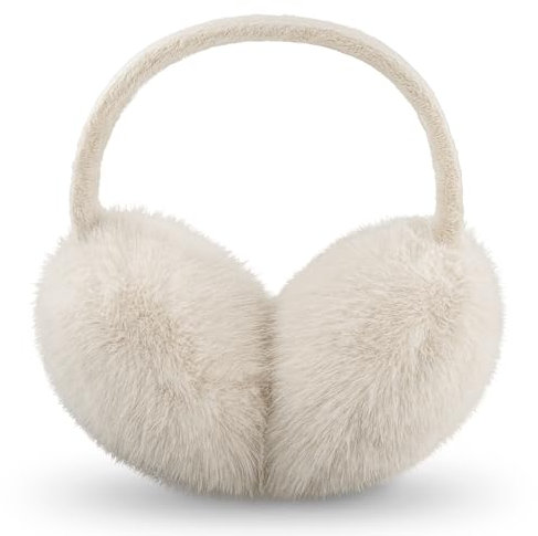 YATANAM Ear Muffs for Women Faux Fur Winter Girls Earmuffs Fluffy Adjustable Ear Warmers Cute Ear Covers (A-light khaki)