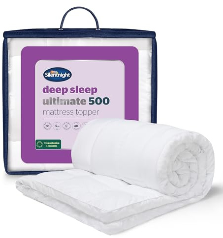 Silentnight Deep Sleep 5cm Double Mattress Topper - Luxury Soft 5cm Thick Deep Mattress Topper Enhancer Pad Protector with Easy Fit Straps - Hypoallergenic and Machine Washable - Double