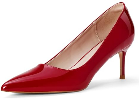 Zhabtuc Zapatos de tacón con Punta Puntiaguda para Mujer - Tacón de 6 cm, Zapatos de Oficina cómodos, Zapatos de Noche Esenciales, Rojo, 38.5 EU