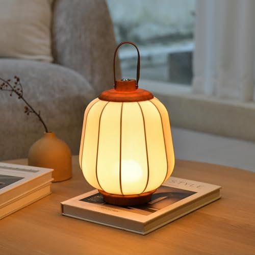 YIKUI Lampada da Tavolo Senza Fili Lanterne - Appendibile Esterni LED Lanterna, Interni 4000mAh Portabile Lampade Ricaricabile Dimmerabile, Salotto/Camera da Letto/Balcone/Camping