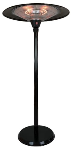 Tempo Style - Stufa Elettrica SATURNO | Fungo Riscaldante ad Infrarossi dal Design Elegante | Regolabile in altezza con Base Stabile e Struttura in Metallo | Ideale per Esterno/Interno (Nero)
