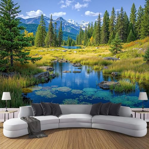 Muralo - Carta da paratis 3D in seta, effetto 3D, carta da parati per soggiorno, camera da letto, carta da parati fotografica, Scenario naturale foreste e praterie, 300 x 210 cm