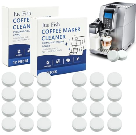 Lot de 24 tablettes de nettoyage – Nettoyage en 3 phases pour machines à café automatiques, compatibles avec les appareils Jura, nettoyage régulier pour l'entretien des appareils et la préservation