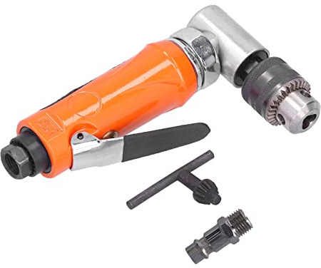 KP - Trapano pneumatico 555L, gomito per trapano pneumatico, trapano ad angolo retto a 90° con mandrino da 1/4 di pollice, utensile pneumatico industriale in acciaio legato per (Stile UE)