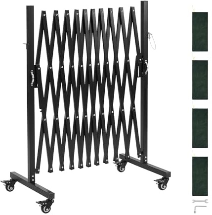 VEVOR Expandable Barricade, 11FT Expandable Safety Barrier, Flexible Mobile Barricade with Locking Casters, Portable Folding Security Gate Metal Traffic Fence for Patio Garden Stairway