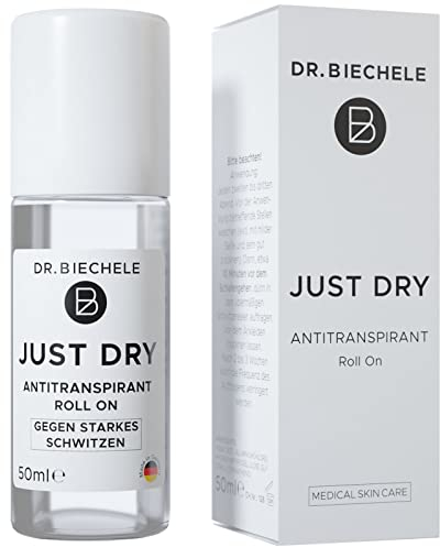 Dr. Biechele Just Dry Antitranspirant Deo gegen starkes Schwitzen I Anti Schweiß Deo für schwitzige Hände & Achselschweiß I Deoroller für Damen & Herren, Deodorant 50 ml