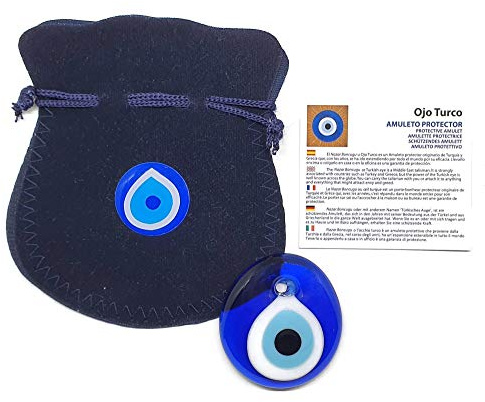 Ojo Turco para Colgar - contra Mal de Ojo para la Buena Suerte, 4cm diametro con Agujero
