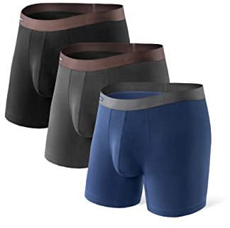 DAVID ARCHY Boxer Homme sans Couture Lot de 3 Long en Fibres de Bambou Poche sous-Vêtement Élastique Séchage Rapide Confortable