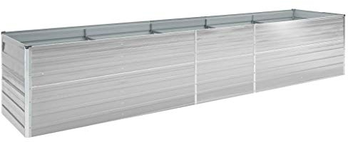 Tidyard Pflanzkübel Hochbeet Gemüsebeet Pflanzbeet Frühbeet Garten Pflanzkasten Metall Pflanzbeet Blumenhochbeet für Balkon und Garten Verzinkter Stahl 400x80x45 cm Grau