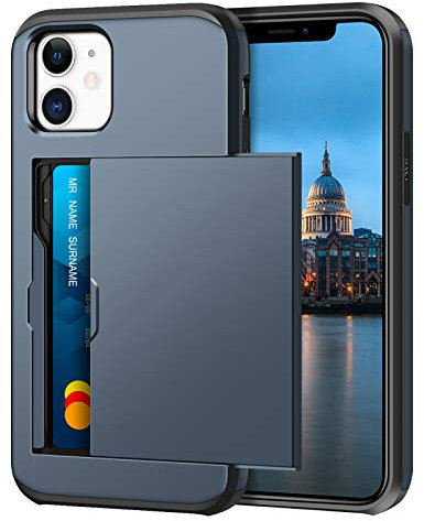 Coolden Compatible with iPhone 12 Case Wallet Cover Shockproof Protective Case Rubber Bumper Phone Card Holder Wallet Case Cover Compatible with iPhone 12/12 Pro (Navy)