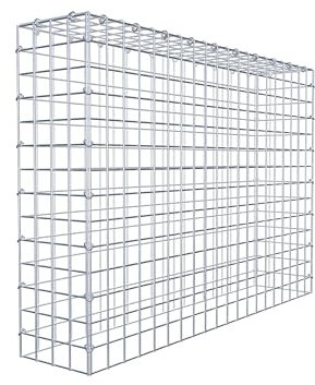 GABIONA Gabione tipo 3 rettangolare, larghezza maglie 5 x 5 cm, profondità 20 cm, gabbione 100 x 70 x 20 cm (lunghezza x altezza x profondità), anello a C