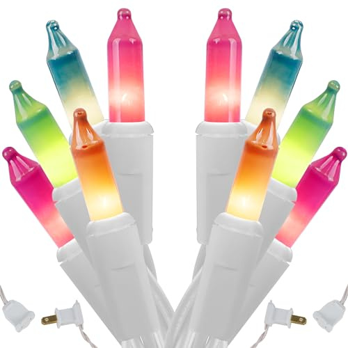 WATERGLIDE 2 Pack Easter String Lights, Christmas Lights, 100 Count 20FT White Wire Mini Pastel Fairy Lights, 120V UL Certified for Patio Wreath Garland Garden Outdoor Indoor Decoration, Multicolor