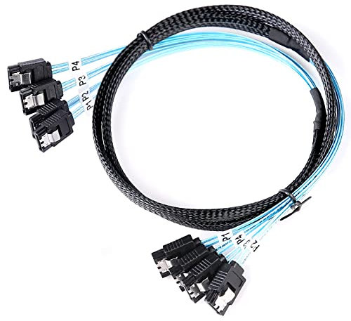 ADCAUDX Cable SATA-III 1 m, 4 piezas/juego, 6Gbps HDD-SDD, repuesto para servidor, Bitcoin, computadora, SSD, disco duro, CD, DVD, RAID (3.3 pies)