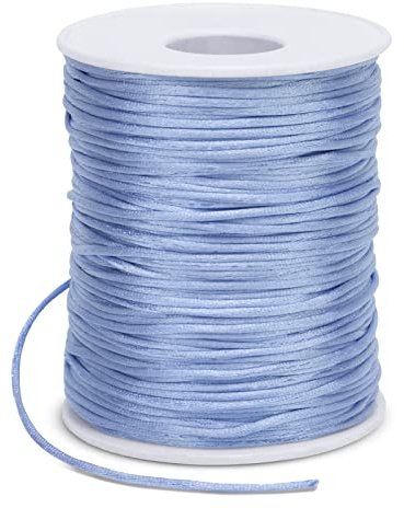 LEREATI Filo Nylon per Braccialetti 1.5mm x 100m Cordoncino Natalizio Cordone di Raso, Cordino per Borse Uncinetto, la Creazione di Gioielli, Fai da Te, Collane, Perline (Blu Chiaro)