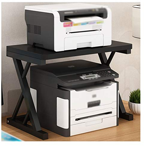 Skrivarställ med förvaring Skrivare Hylla Skrivbordsskrivare Stativ Rostfritt Stålram, Kontor Faxmaskin Skanner Bracket Studie Rum Boka Storage Rack (Svart) File Organizer Hylla (Color : Noir)