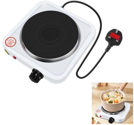 1000W Single Hot Plate 5 Power Levels Mobile Hotplate,Electric Hot Plate Single with Temperature Control, for Cooking, Warming, Boiling, Stir-Fry,Frying