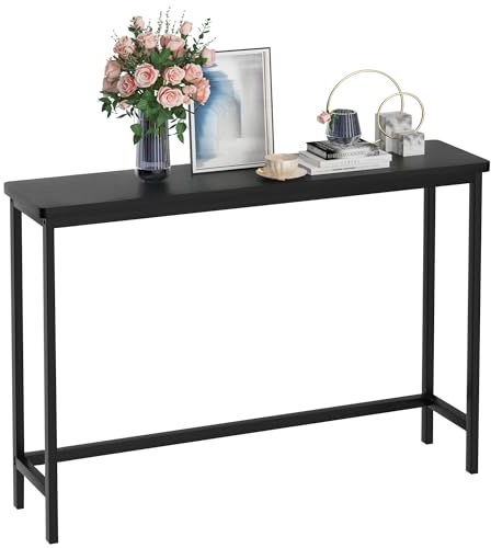VASMIA Console Meuble, Table Console Fine en Bambou, Petite Table de Présentation, Table d’Entrée, Bout de Canapé, Table d'Appoint,25x100x75cm, pour Couloir,Entrée, Salon,Noir