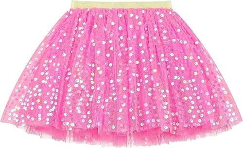 Hykiee Gonna Tulle Bambina 2 3 4 5 6 Anni, Morbido Ragazza Gonne Danza Tutu Ballerina Sottogonna, Paillettes Scintillanti Principessa Vestito Carnevale Bambino per La Festa di Compleanno