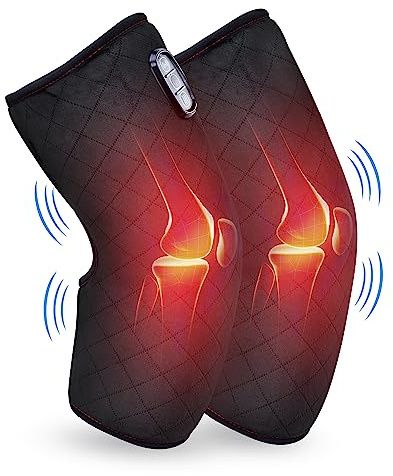 COMFIER Massaggiatore al ginocchio con vibrazione termica, misura regolabile, per dolori articolari, massaggiatore per gambe, ideale come regalo