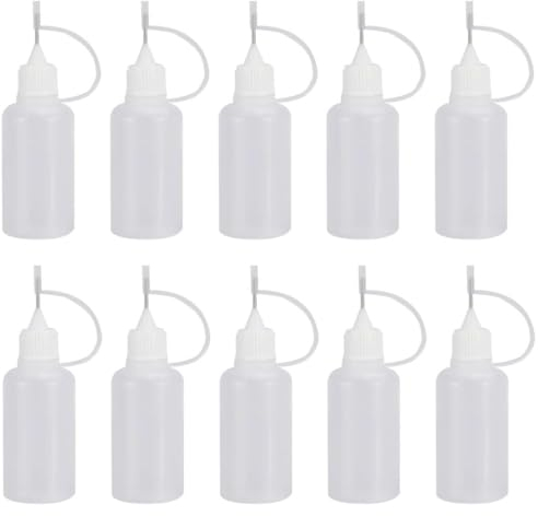 PLABBDPL - Lote de 10 frascos pipetas 10 ml, botellas vacías y precisas, con punta aguja