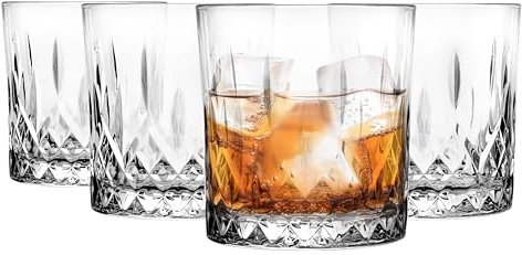 Glasmark KROSNO 1992 Lot de 4 verres à whisky 280 ml Rhum Gin Bourbon Cocktail Verres à whisky Verres à boire coupés Passent au lave-vaisselle
