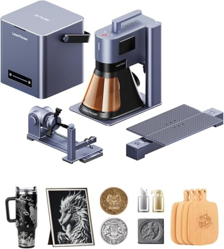 LaserPecker LP5 20W Grabadora Laser Fibra y Diodo con Extensión giratoria, Extensión Deslizante y Purificador de Aire, Máquina de Corte & Grabado Láser Adecuado para producción comercial en masa