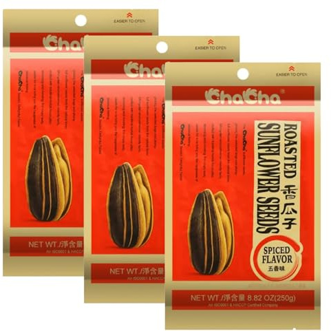 ChaCha Roasted Sunflower Seeds Spiced Flavor, 8.82oz, 250g (Pack of 3)