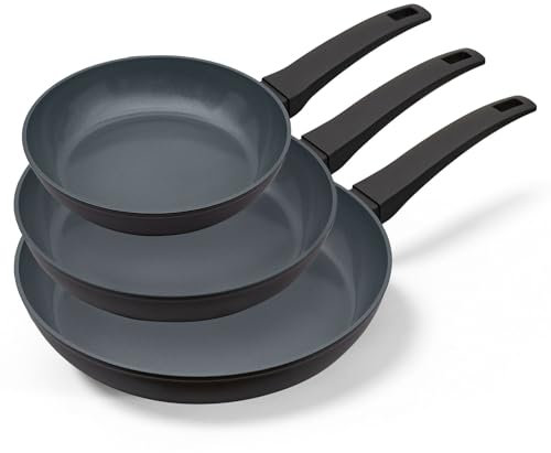 Be Living Delight Pfannenset 3-teilig, Bratpfanne 20/24/28 cm, Non Stick Keramik Antihaft, Induktion, Ohne ptfe und pfoa, Schwarz