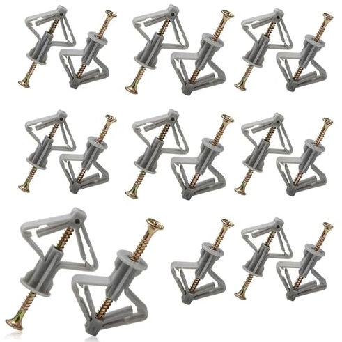60 PCS Tacos Pladur - Tacos de Yeso y Tornillos Autoperforantes para Fijación en Pared de Yeso - Anclaje de Expansión Resistente