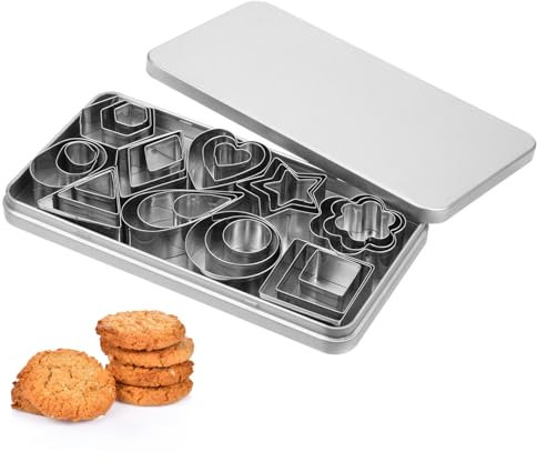 MUCKLILY Cortadores De Galletas De Metal Figuras Moldes De Galletas Redondos y Rectangulares Herramientas De Repostería Para Cumpleaños