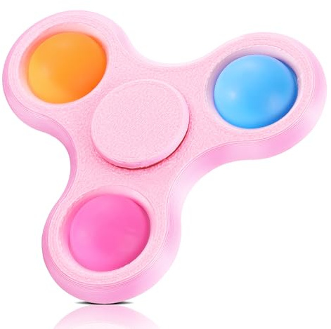 Scione 3D Printed Pop Fidget Spinner- Party Favors for Kids & Adults, Stress Relief Popper Sensory Toy for Birthdays, ADHD & Anxiety Relief, Classroom Prizes (Rosa)