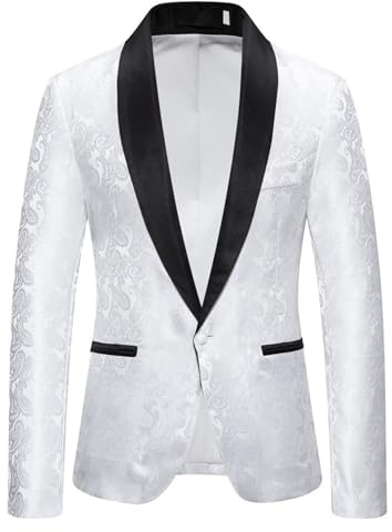 Generico Giacca da uomo con paillette, stile stage, per feste in costume, da ballo, smoking blazer, da uomo, oversize, elegante, formale, adatta per matrimoni