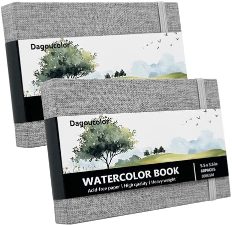 DagouColor Watercolor Sketchbook, 2 Pack, 30 Sheets Each - Grey, 14 * 8.9cm