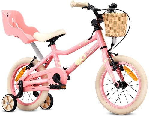 sun baby LOOFI Bicicleta niña 14 con Sillita para muñecas - Rosa