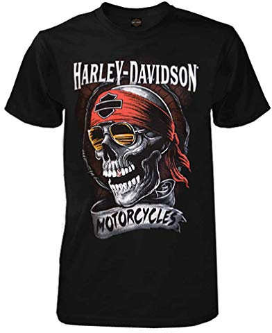 Harley-Davidson Men's Distressed Shady Skull Short Sleeve T-Shirt, Black (L)