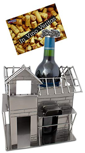 BRUBAKER Weinflaschenhalter Richtfest Deko-Objekt Metall Flaschenständer mit Grußkarte