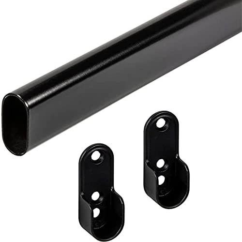 Gedotec Binario per armadi | OVAL | Lunghezza del binario: 1000 mm | 30 x 15 mm in acciaio nero