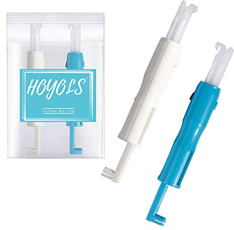 HOYOLS 2 x Maschinennadel-Einsetzer und Einfädler, Nähmaschine, automatischer Einfädler für Haushaltsmaschine, Einfädelwerkzeug, Blau und Weiß