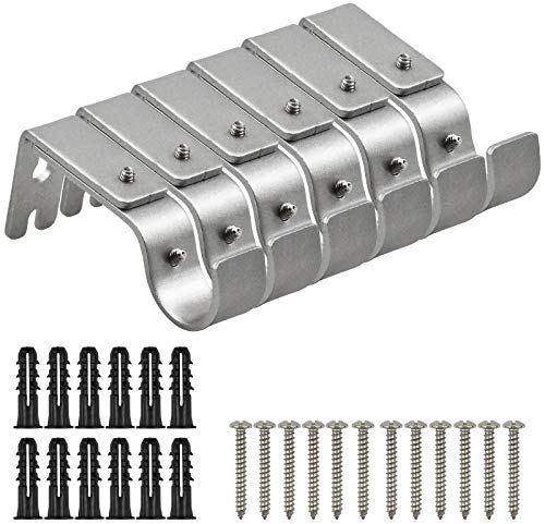 6 STK Gardinenstangen Halterung, Verstellbare Einzel Gardinenstangen Pole Halter, Metall Silber Gardinenhalterung, Edelstahl Gardinenstangen Wandhalterung mit Schrauben für Gardinenstangen