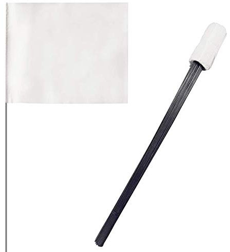 PERFECTFLY 100 Pack Marking Flags 4-Inch by 5-Inch Stake Flags with 16-Inch Wire Staffs (White)