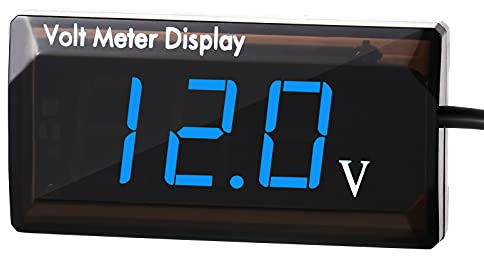 Voltmetro Digitale per Auto DC 12V Display a LED Misuratore di Tensione con Pannello Digitale Misura la Tensione da 4-28V Voltmetro Gauge per Veicolo Moto Camion ATV SUV (Blu)