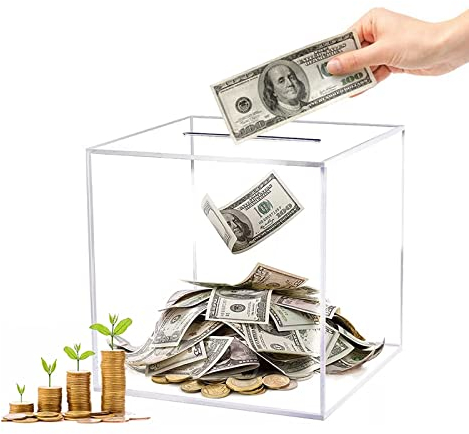 Spardose Groß, SparBox, Transparente Spardose Groß, Wiederverwendbare Spardose, Sparschwein Kinder, Spardose Nicht zum Öffnen, Schöne Geschenkidee für Geburtstag, Einschulung und andere Anlässe (L)
