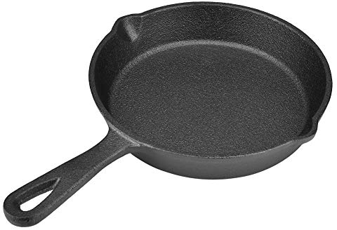 Tyenaza Sartén de Hierro Fundido, Sarten Hierro Fundido Engrasada, Olla Antiadherente con Mango Resistente al Calor, Sarten Portátil para Acampar Cocina para Estufa, Barbacoa, Inducción(16cm)